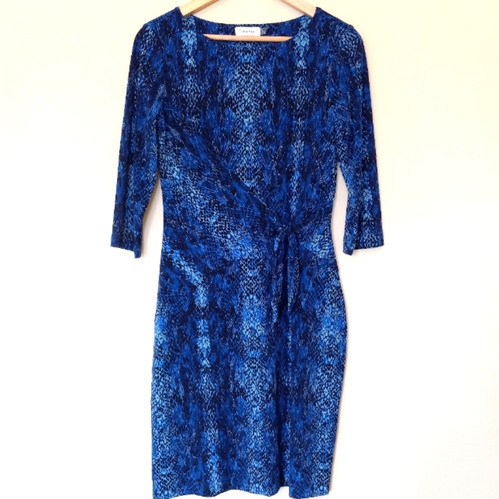 CALVIN KLEIN Women's Blue Polyester Blemd Career Business Dress Size 6